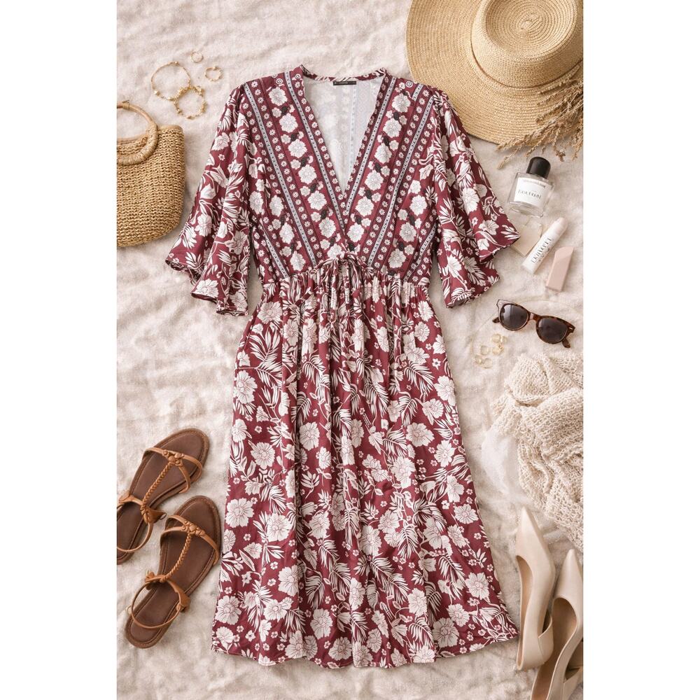NWT BloomChic Women's Floral Boho Dress Flutter Sleeve Cottagecore Size 22 (3X)
